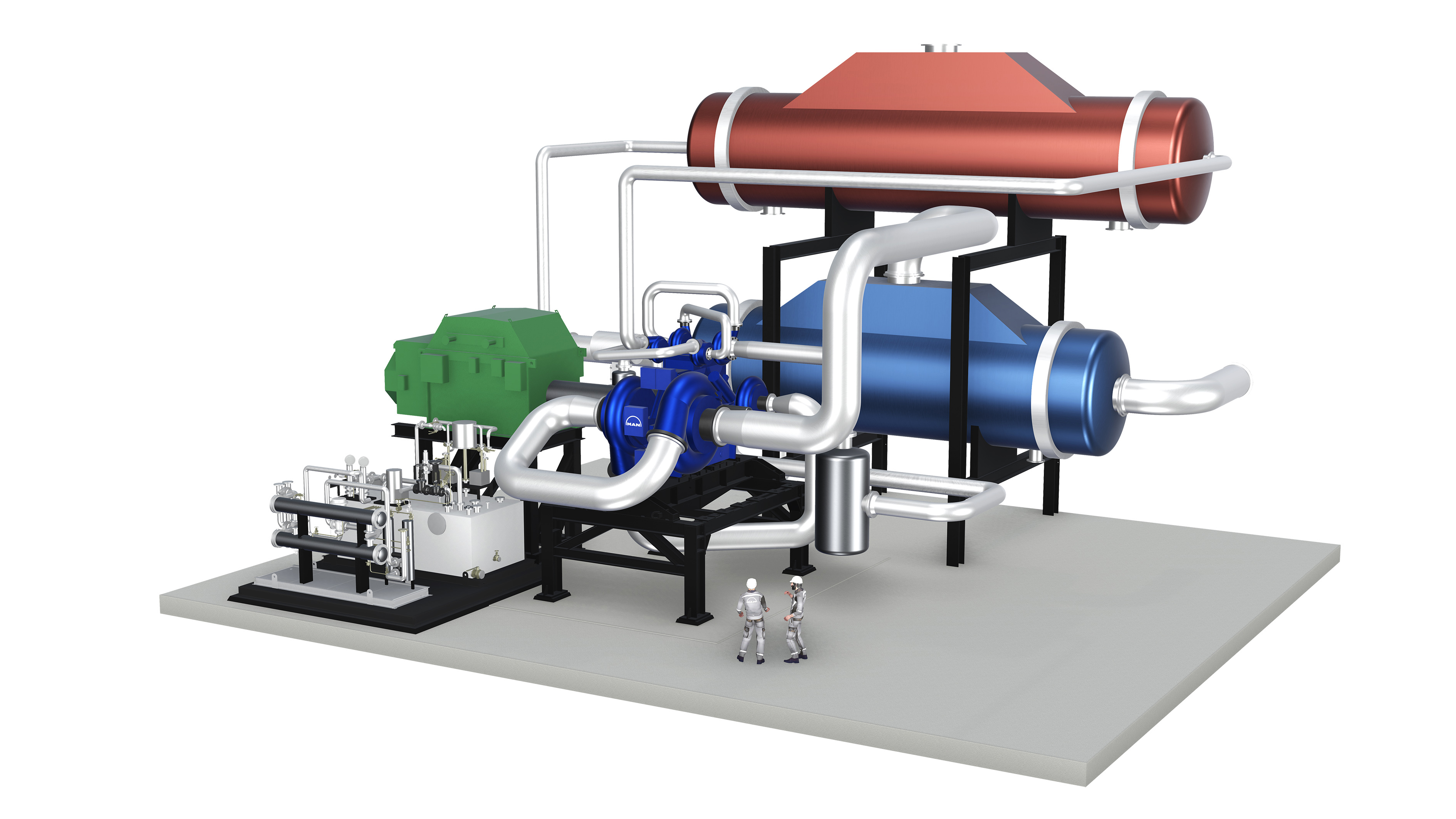 3D model of the planned high-temperature heat pump by BASF and M