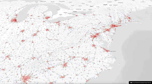 Yox Map - an extract showing how dense and massive the demand and supply of blue-collar labor is in the US 