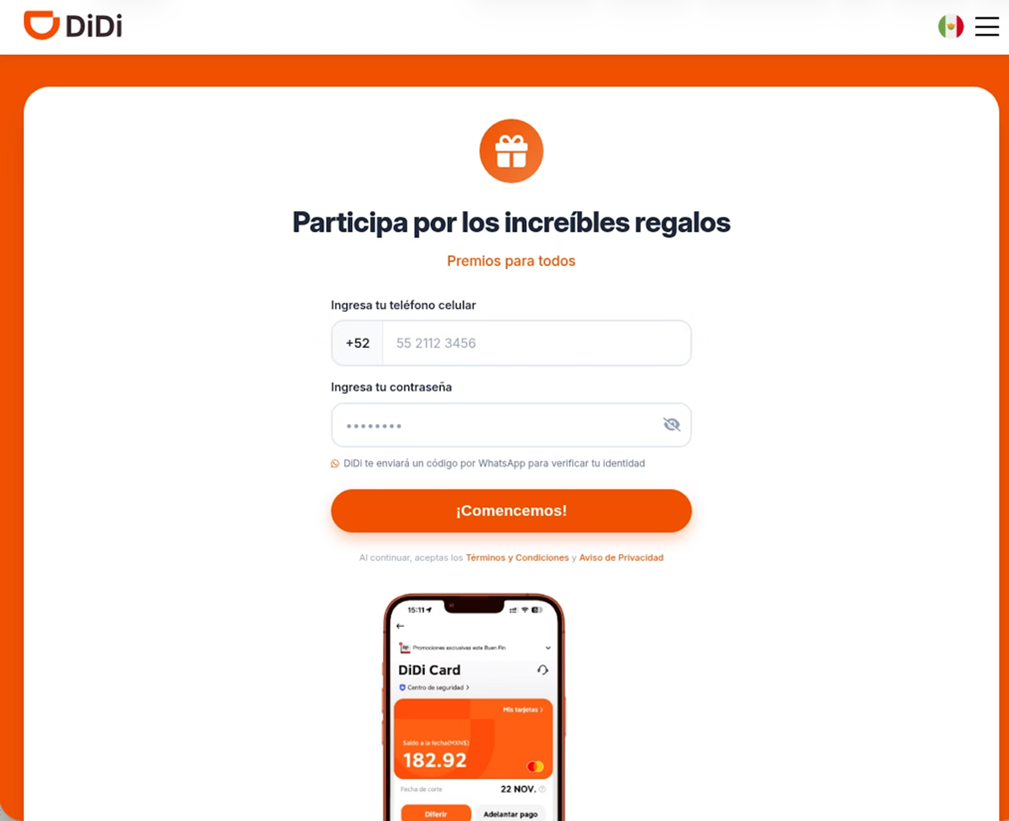 Example of a fraudulent website impersonating a popular service